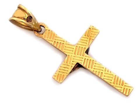 Krzyżyk Złoto pr 585 z Jezusem Dwukolorowy 