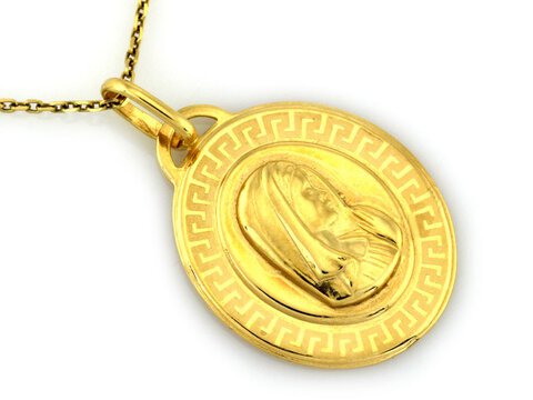 Zawieszka medalik złoto 333 Owalna Grecka Ramka Matki Boskiej 