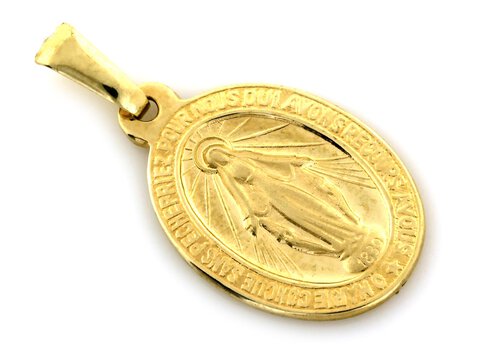 Złoty medalik próba 333 z Matką Boską Niepokalaną 