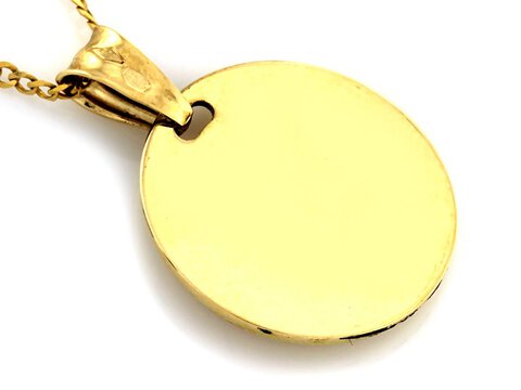 Złoty medalik okrągły z Matką Bożą Częstochowską próba 585