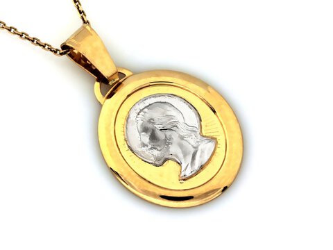 Złoty medalik z Jezusem dwukolorowy próba 585