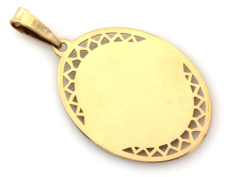 Złoty owalny medalik Matka Boska z Dzieciątkiem próba 585 