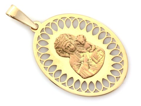 Medalik złoty z Matką Bożą próba 585 