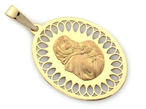 Medalik złoty duży owalny ażurowy próba 585