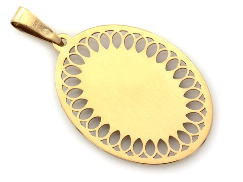 Medalik złoty duży owalny ażurowy próba 585