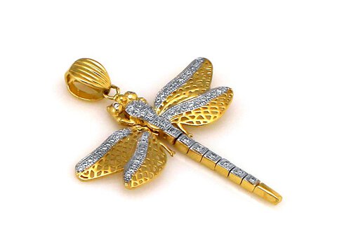 Złota zawieszka pr. 585 ważka średnia
