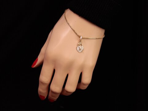CHARMS BEADS do Pandora ZŁOTO 585 Serce z Cyrkoniami Wiszące 