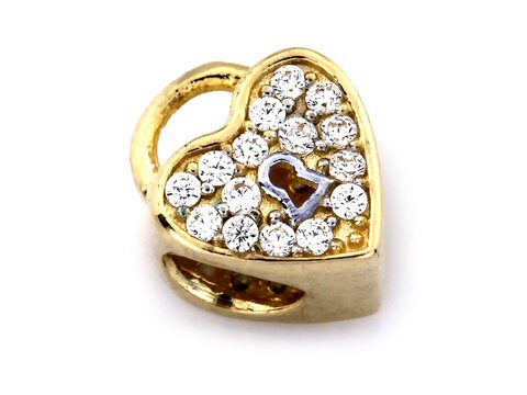 CHARMS BEADS do Pandora ZŁOTO 585 Serce z Cyrkoniami Kłódka