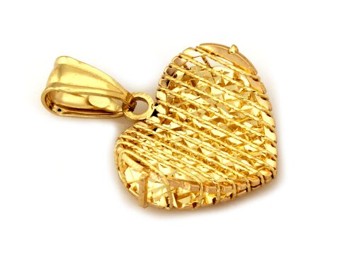 Złota ZAWIESZKA pr 333 Ażurowe Serce 3D