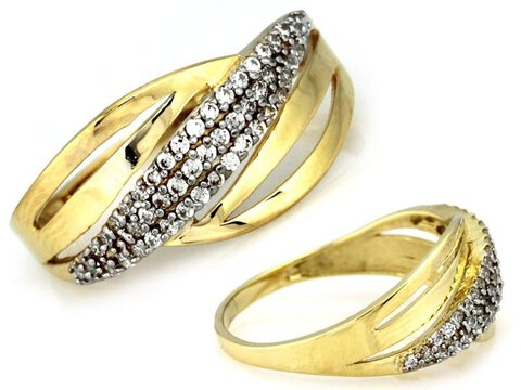 Zjawiskowy złoty dwukolorowy pierścionek 585