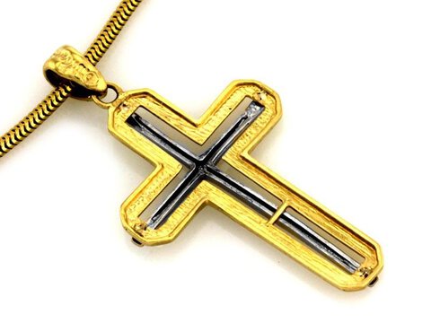 Złota Zawieszka Krzyżyk pr. 333 dwukolorwy