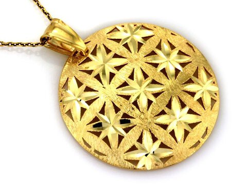 Złota ZAWIESZKA pr 333 Kółko z diamentowanym wzorem