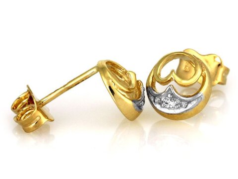Złote Kolczyki pr 333 / Śliczne kolczyki w dwóch kolorach złota z cyrkonią