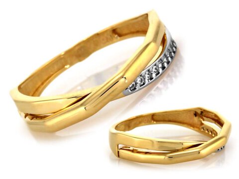 Złoty 585 błyszczący pierścionek z cyrkonią 2