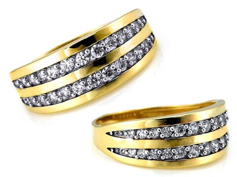 Złoty 585 Elegancki pierścionek z cyrkoniami 3