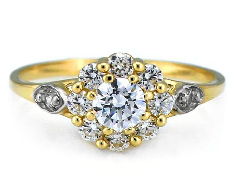 Złoty 585 Elegancki pierścionek z cyrkoniami 4