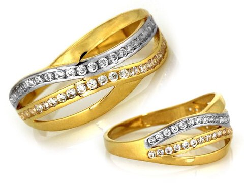 Złoty 585 Elegancki pierścionek z cyrkoniami 5