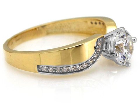 Złoty błyszczący pierścionek 585 z cyrkonią 3