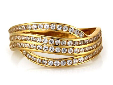 Złoty klasyczny pierścionek 585 z cyrkoniami 3