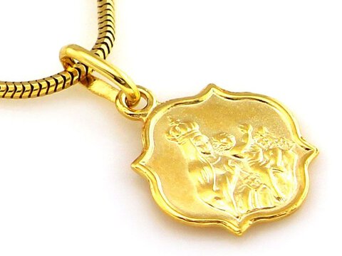 Złoty Medalik próba 333  Jezus, Maryja z Dzieciątkiem
