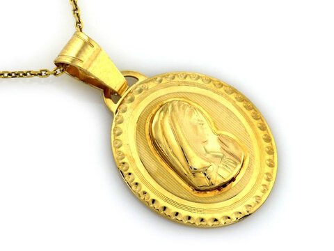 Złoty Medalik próba 333 Owal Maryja