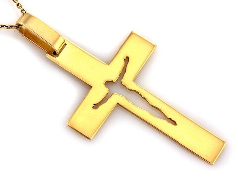 Złoty Medalik próba 585 Krzyż z Wyciętym Jezusem
