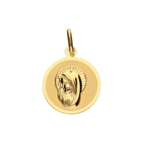 Złoty Medalik próba 585 Okrągły Matka Boska z Profilu