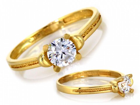 Złoty pierścionek 585 klasyczny zaręczynowy 3