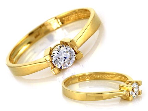 Złoty pierścionek 585 klasyczny zaręczynowy 4