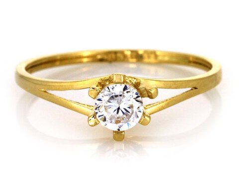 Złoty pierścionek 585 klasyczny zaręczynowy 6