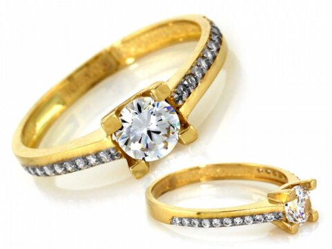 Złoty pierścionek 585 klasyczny zaręczynowy