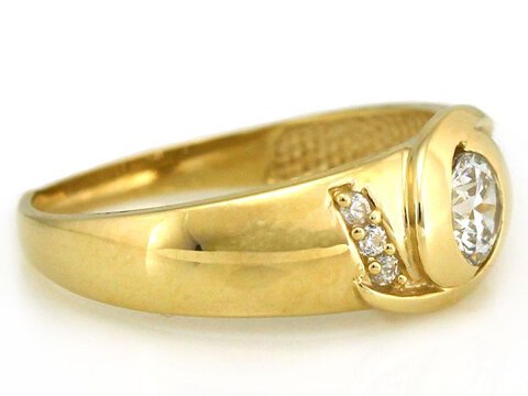 Złoty pierścionek 585 Oczko z Cyrkoniami