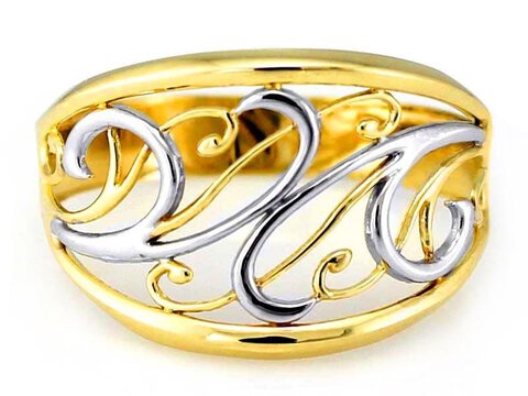Złoty pierścionek próby 333 wykonany z dwukolorowego złota Ażurowy Wzór 2
