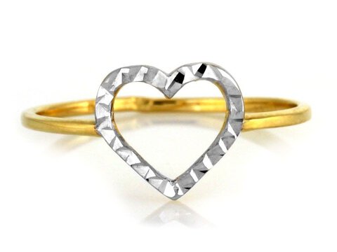 Złoty pierścionek próby 585 Ażurowy Wzór Serce