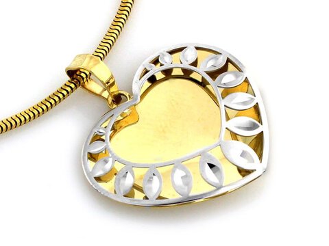 Złoty Wisiorek Ażurowe Serce z Białym złotem pr 333