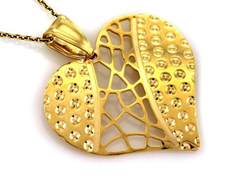 Złoty Wisiorek Ażurowe Serce ze Zdobieniem pr 333
