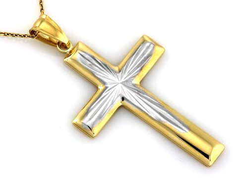 Złoty Wisiorek Krzyżyk z Diamentowanym Wzorem pr 333